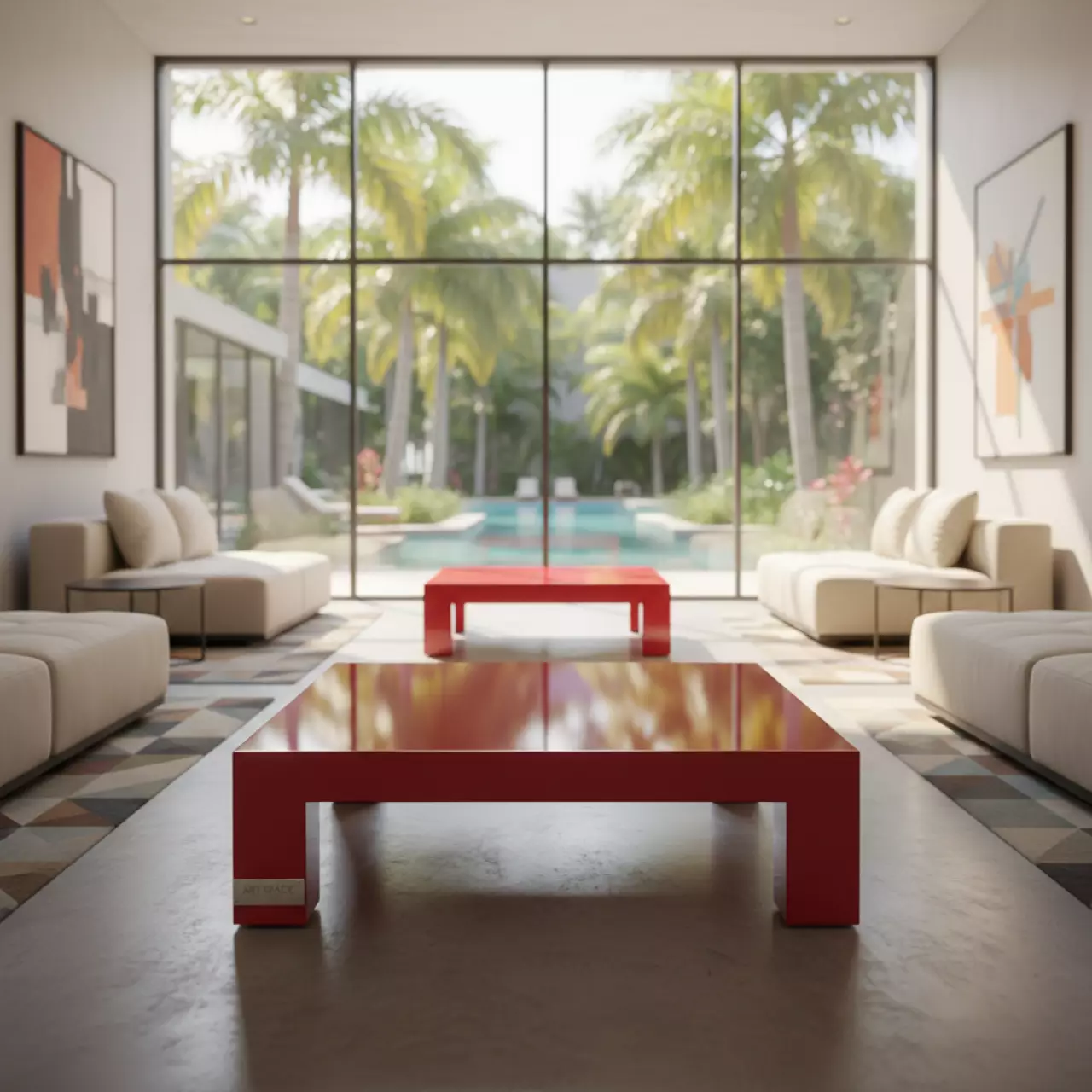 Аренда Столик журнальный красный квадратный Lack 02 080RD 55х55 см в Novotel Resort — ART SPACE