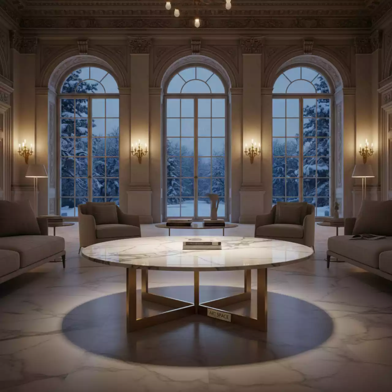 Аренда Столик журнальный мраморный Sorrento в усадьбе Голицына — ART SPACE