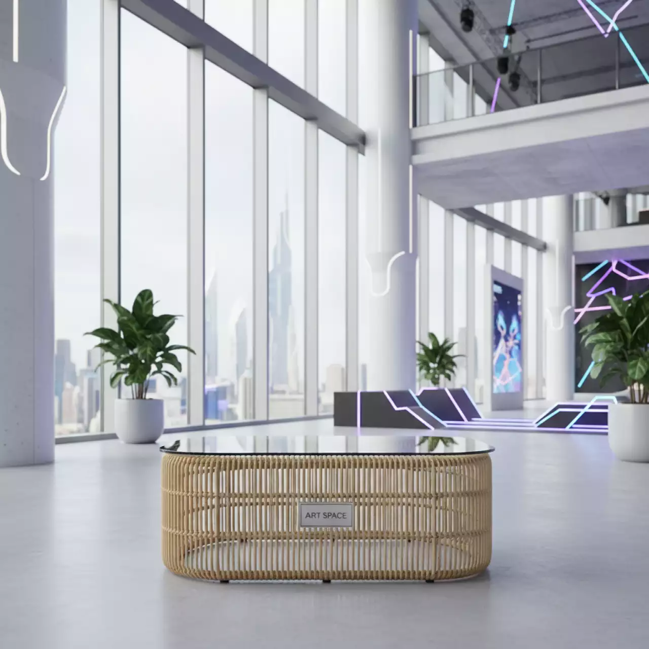 Аренда Столик журнальный плетеный со стеклом Tibidabo в Panorama by Mercure — ART SPACE