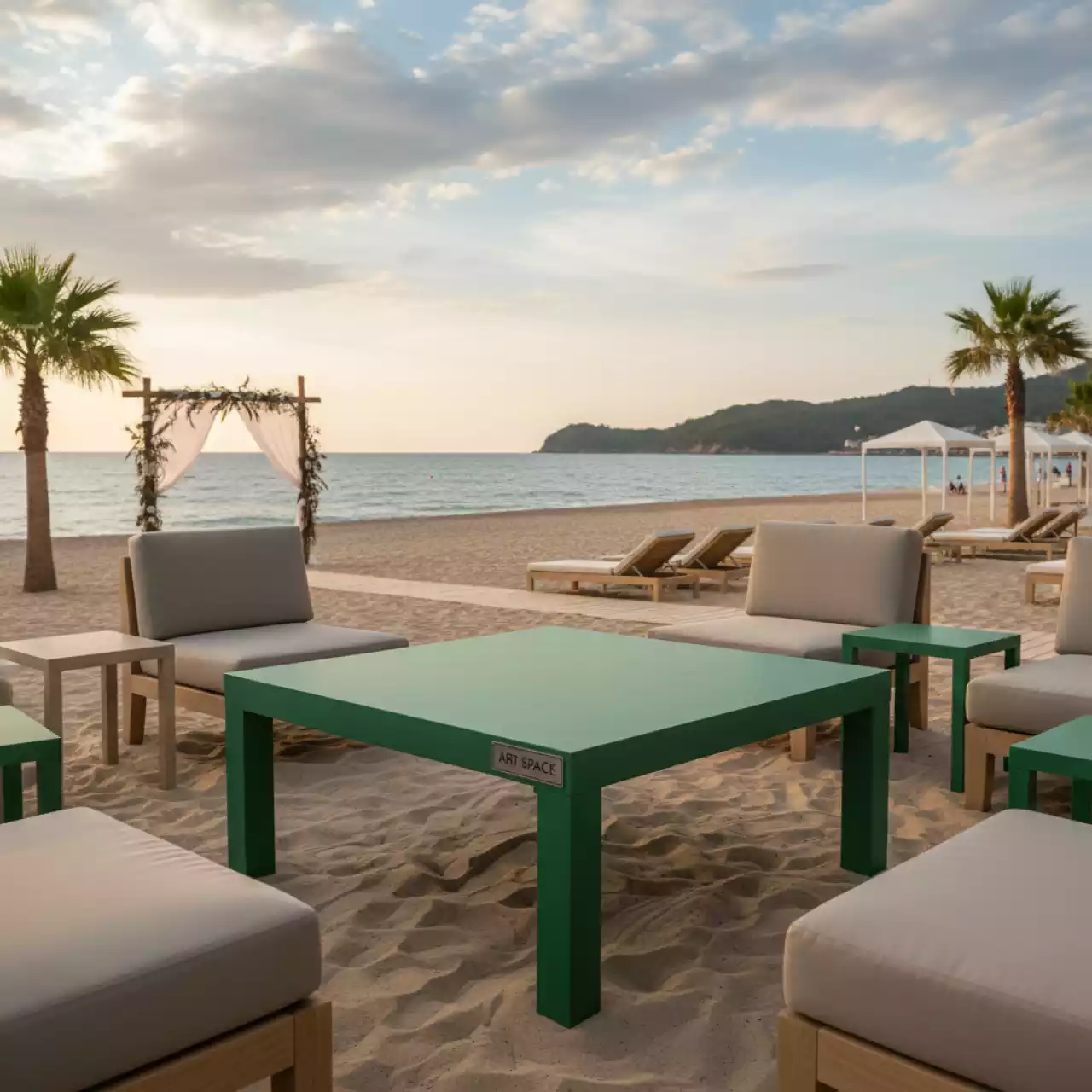 Аренда Столик журнальный зеленый квадратный Lack 02 080GN 55х55 см на пляже «Ривьера» — ART SPACE