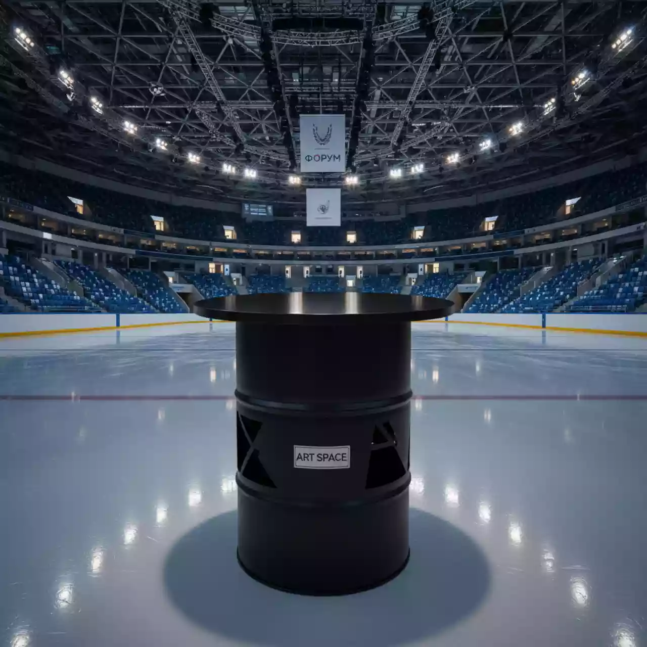 Аренда Столы бочки со столешницей черные в Ледовом дворце «Айсберг» — ART SPACE