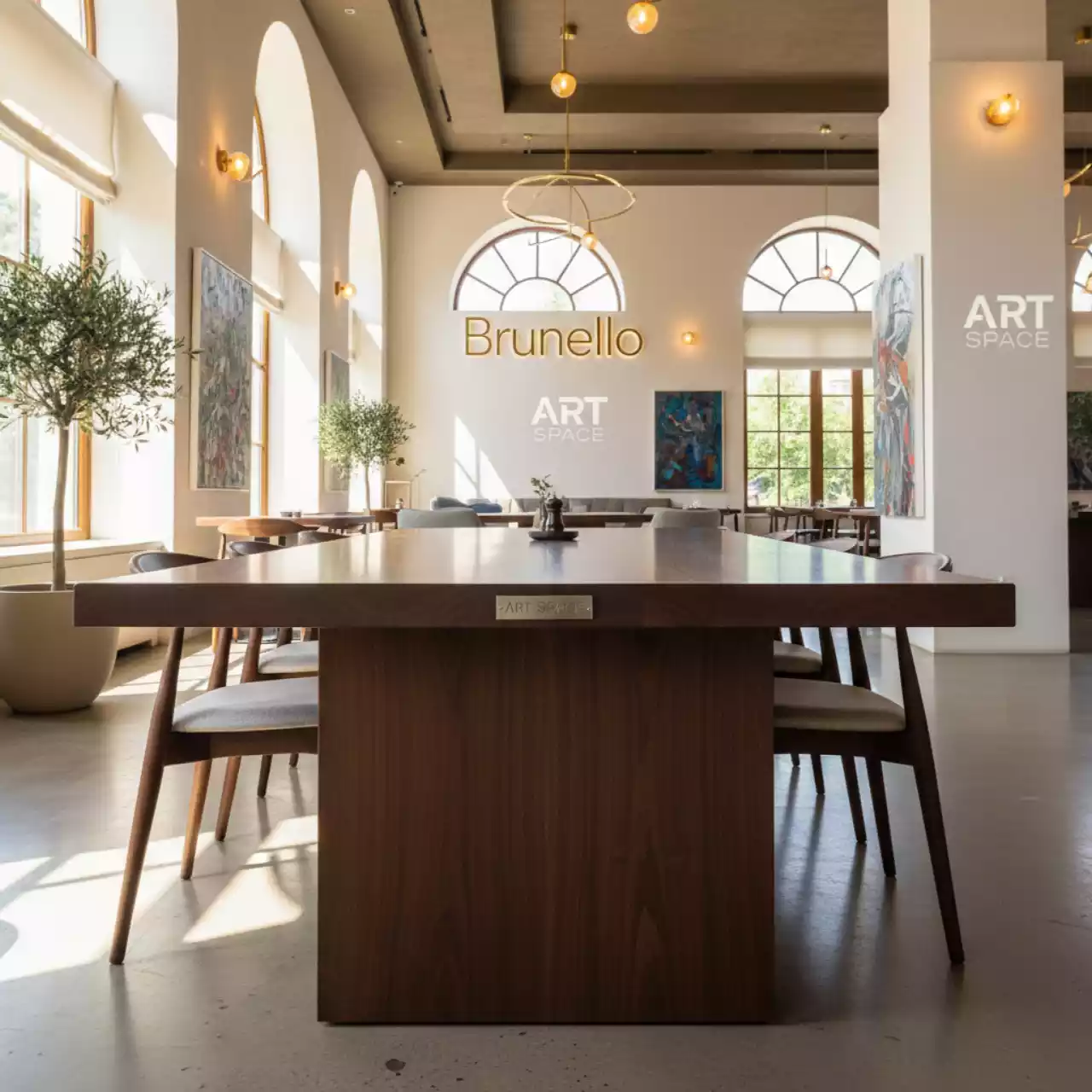 Аренда Столы деревянные коричневые в ресторане «Brunello» — ART SPACE