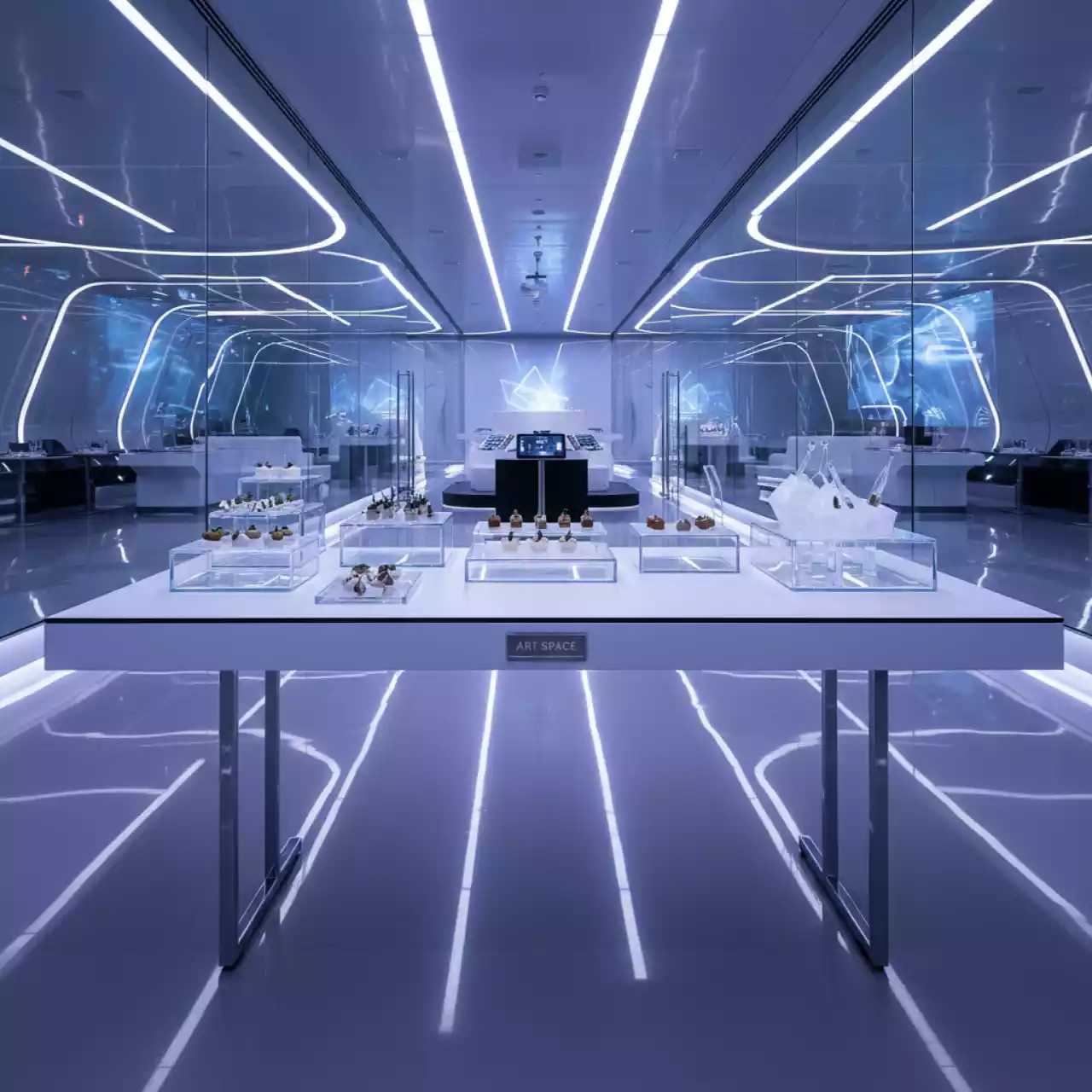 Аренда Столы для кейтеринга 150х75 см в ресторане «Voda» — ART SPACE