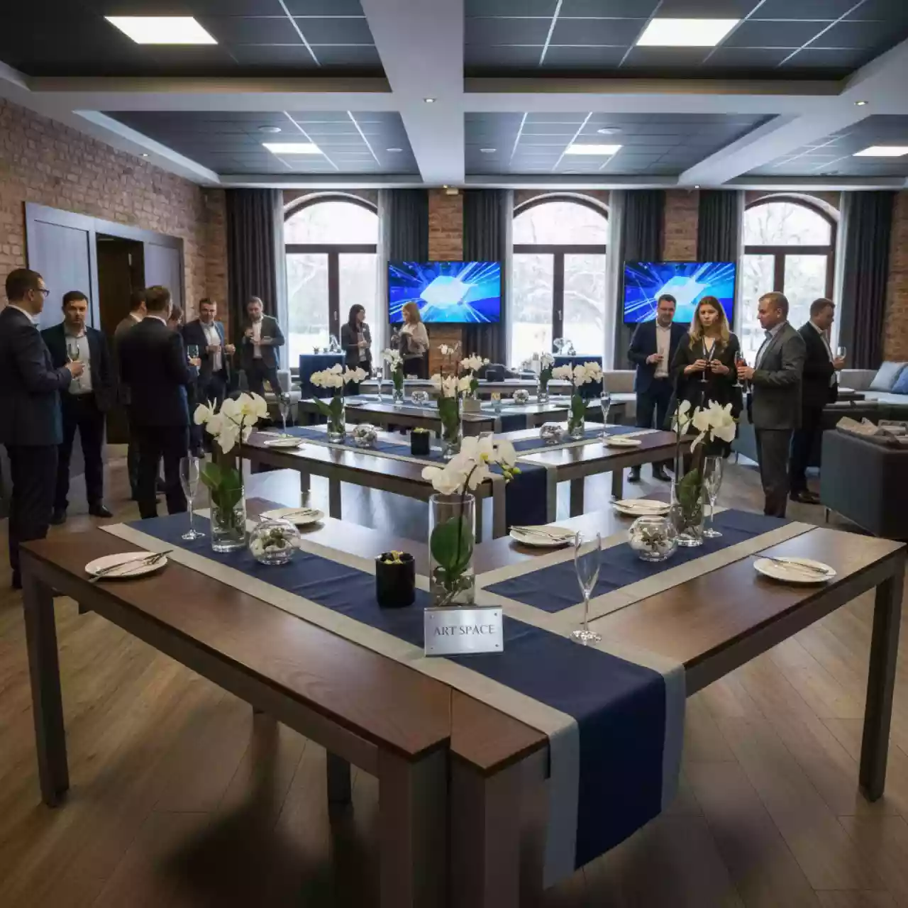 Аренда Столы фуршетные 180х75 см в Boutique Hotel PORTUM 1905 — ART SPACE