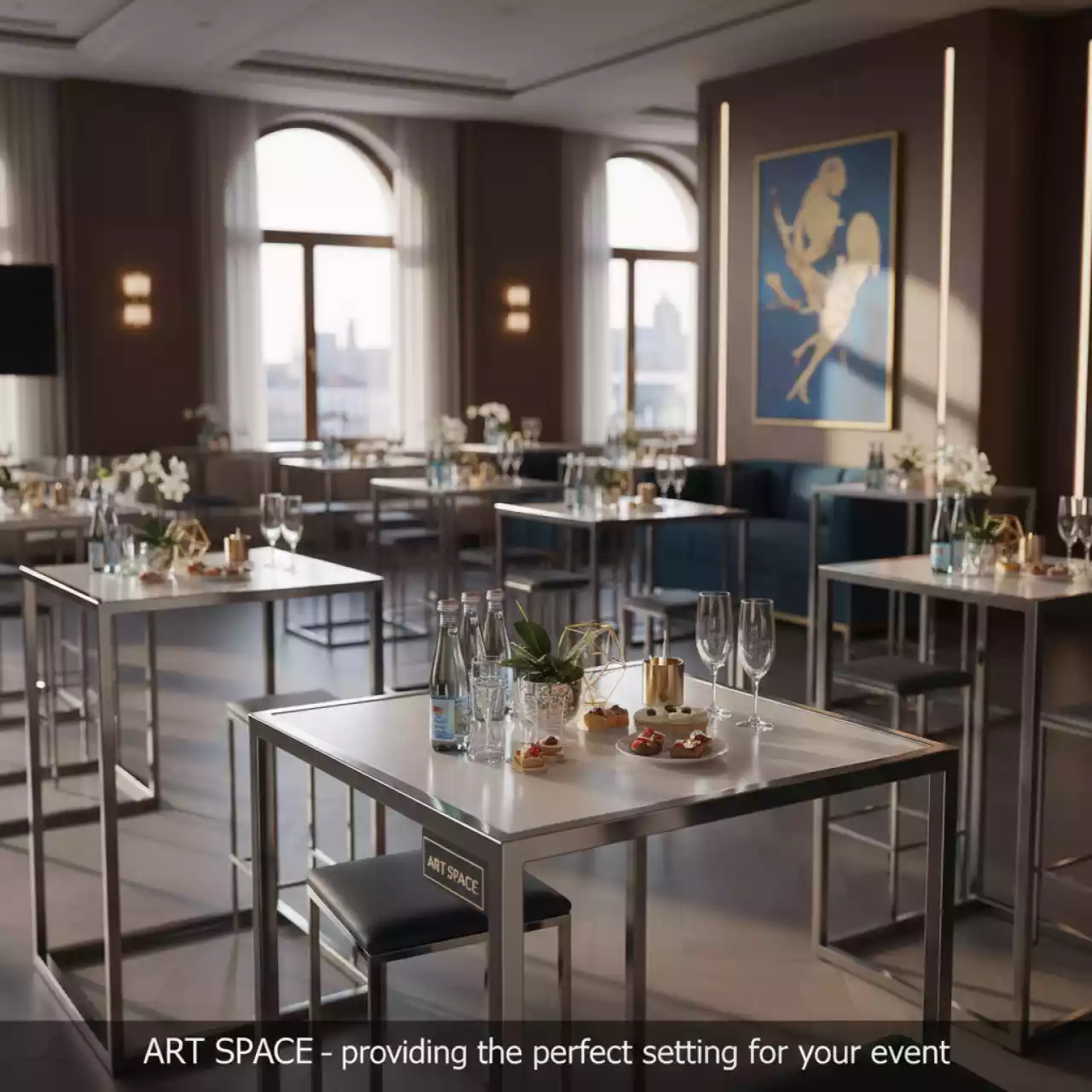 Аренда Столы коктейльные для конференции 180х75 в Boutique Hotel PORTUM 1905 — ART SPACE