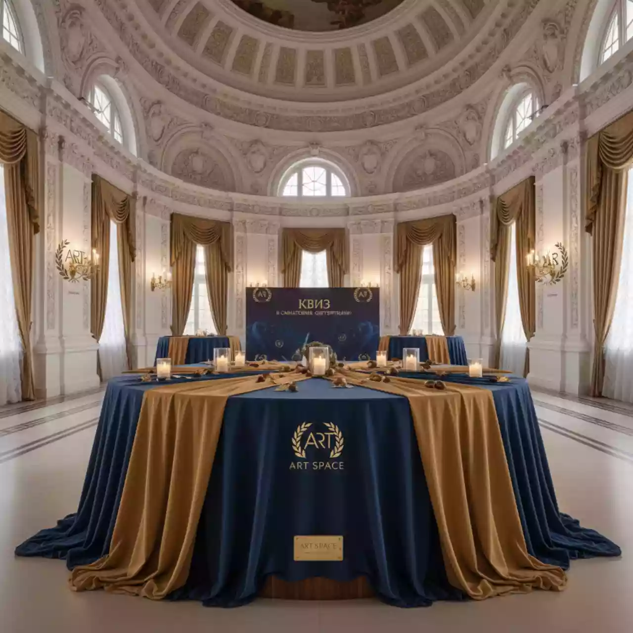 Аренда Столы круглые диаметр 150 см в санатории «Октябрьский» — ART SPACE