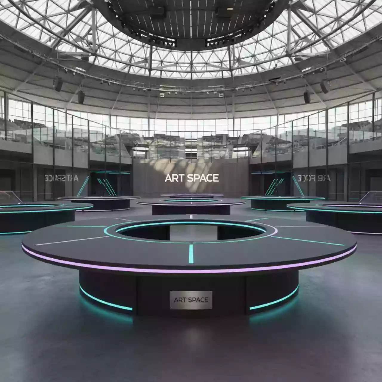 Аренда Столы круглые для конференций на арене «Фишт» — ART SPACE