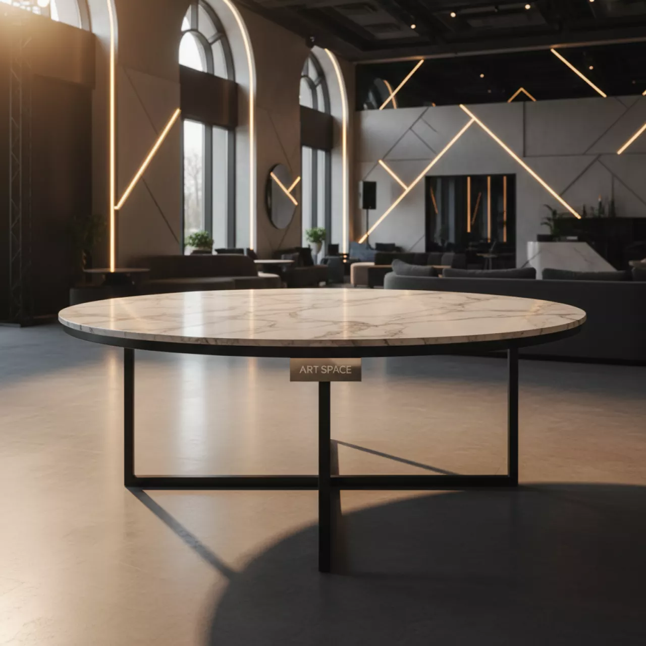 Аренда Столы круглые Ritz White Grey диаметр 180 см в Stella di Mosca — ART SPACE