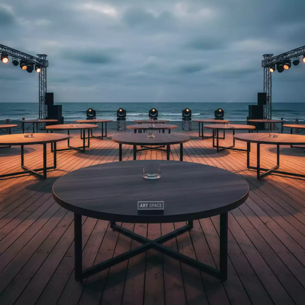 Аренда Столы лофт диаметр 120 см высота 75 см в пляжном комплексе VinoGrad — ART SPACE