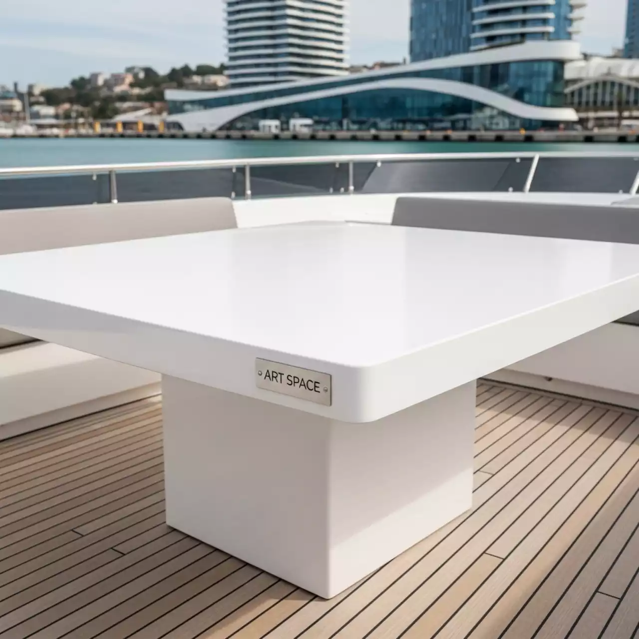 Аренда Столы обеденные квадратные на VIP теплоходе (Морпорт Сочи) — ART SPACE