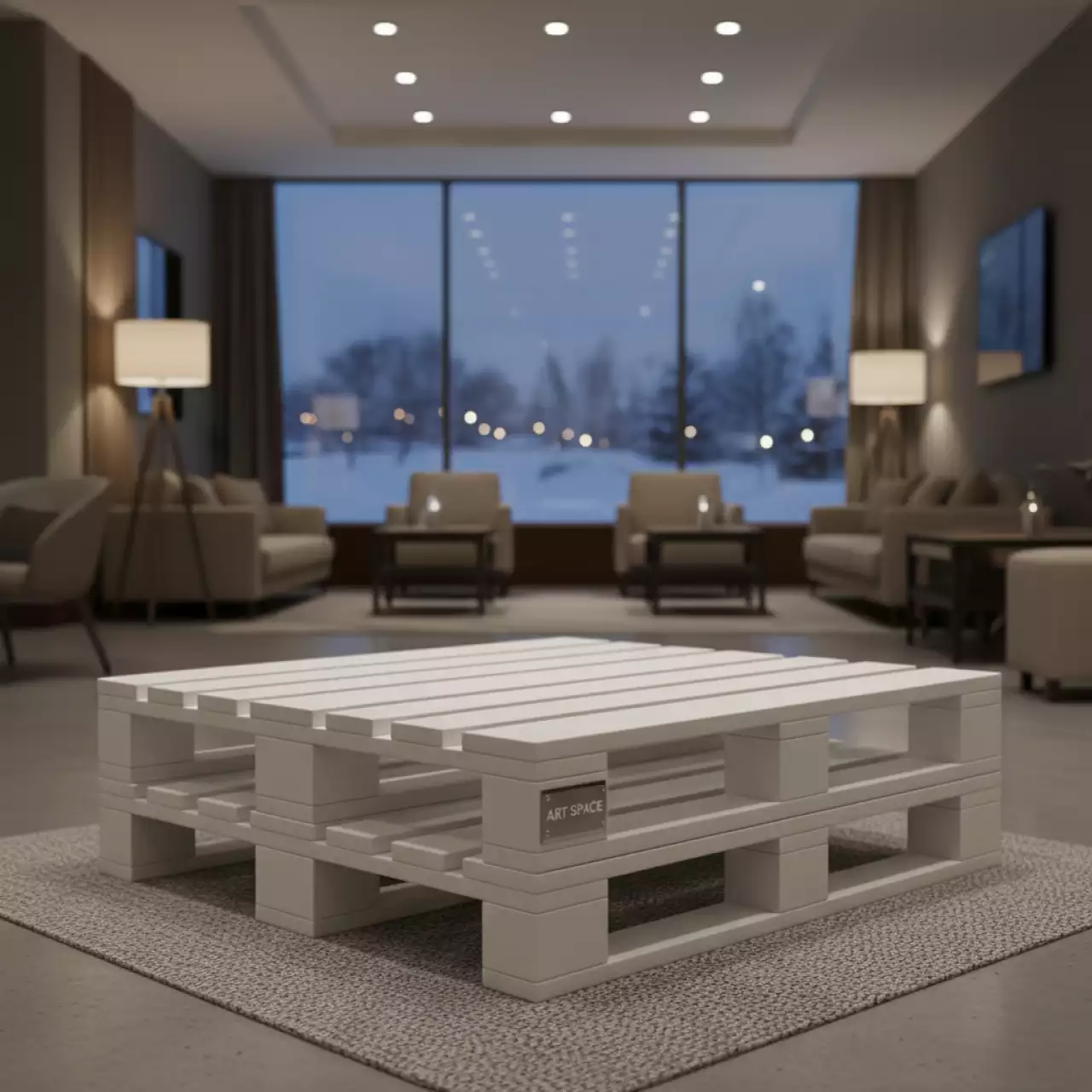 Аренда Столы паллетные белые 50х70 см высота 45 см в отеле Hyatt Regency Sochi — ART SPACE