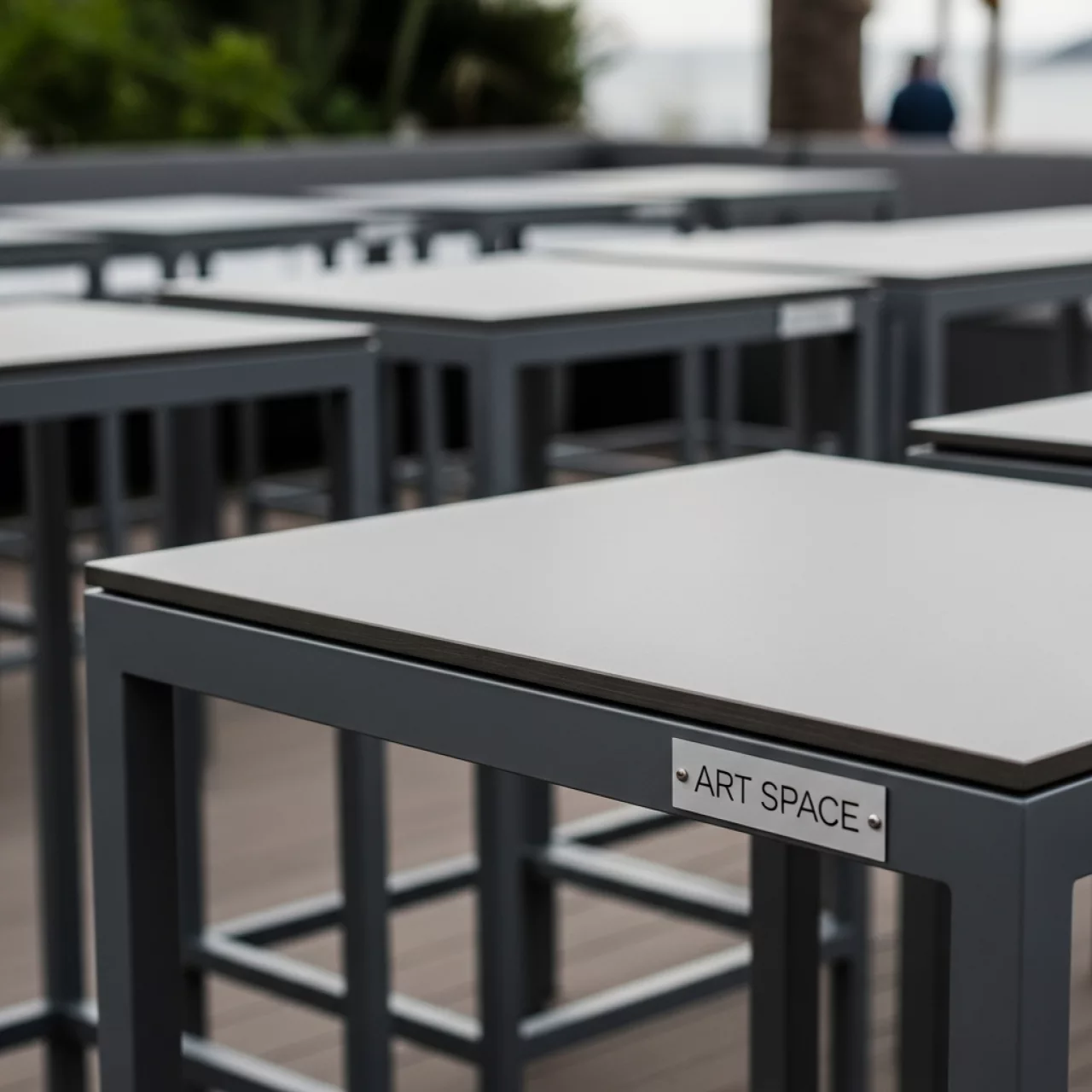 Аренда Столы серые квадратные в пляжном клубе Del Mar — ART SPACE