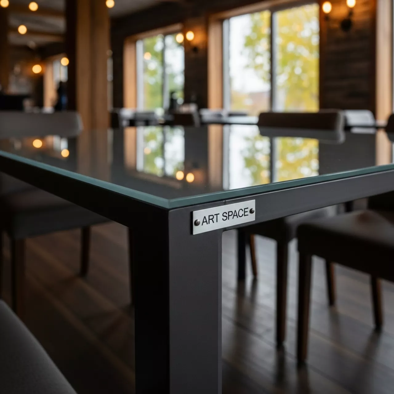 Аренда Столы стеклянные серые в ресторане «Сыроварня» — ART SPACE