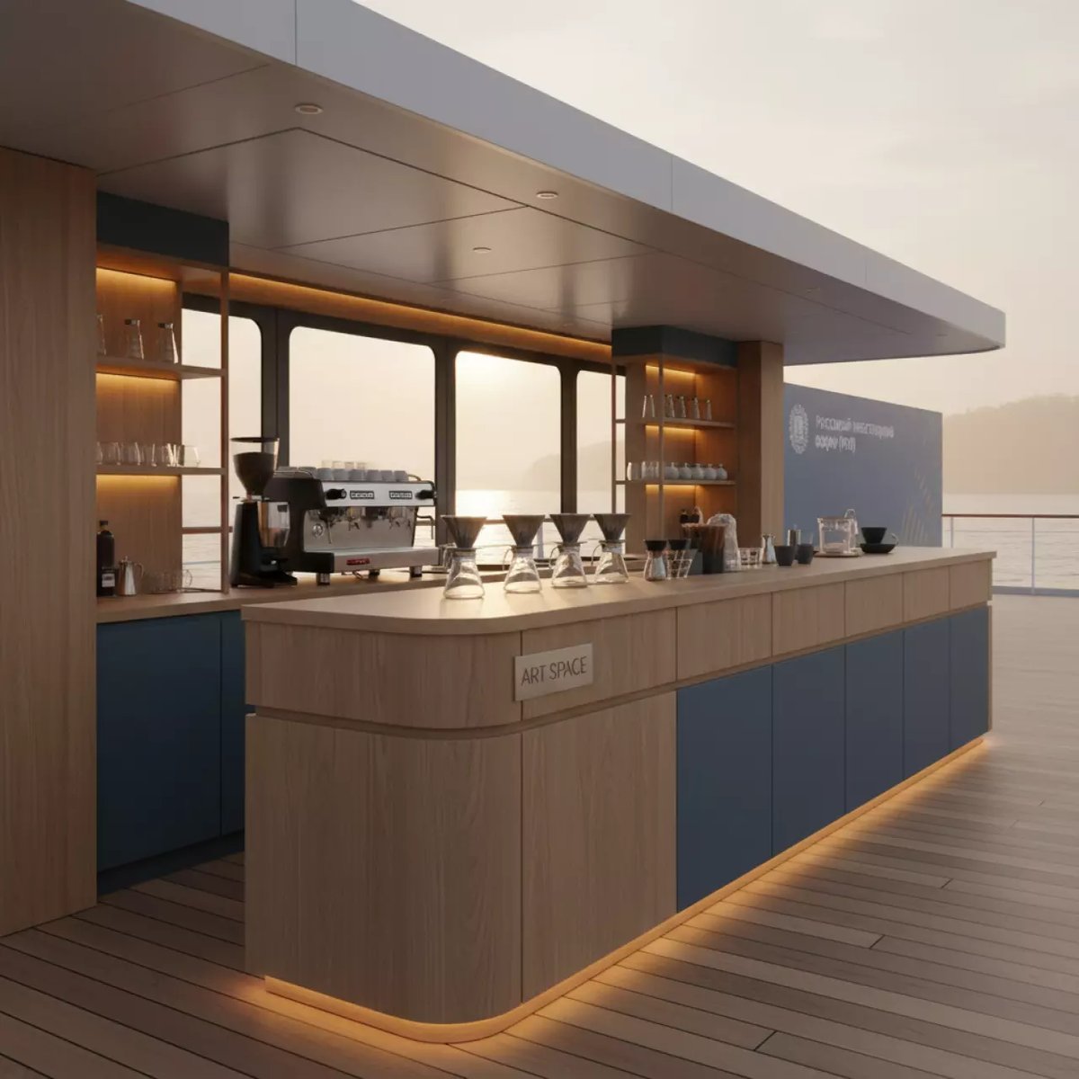 Аренда Стойка барная для кофейни Buona Sera на теплоходе «Дагомыс» — ART SPACE