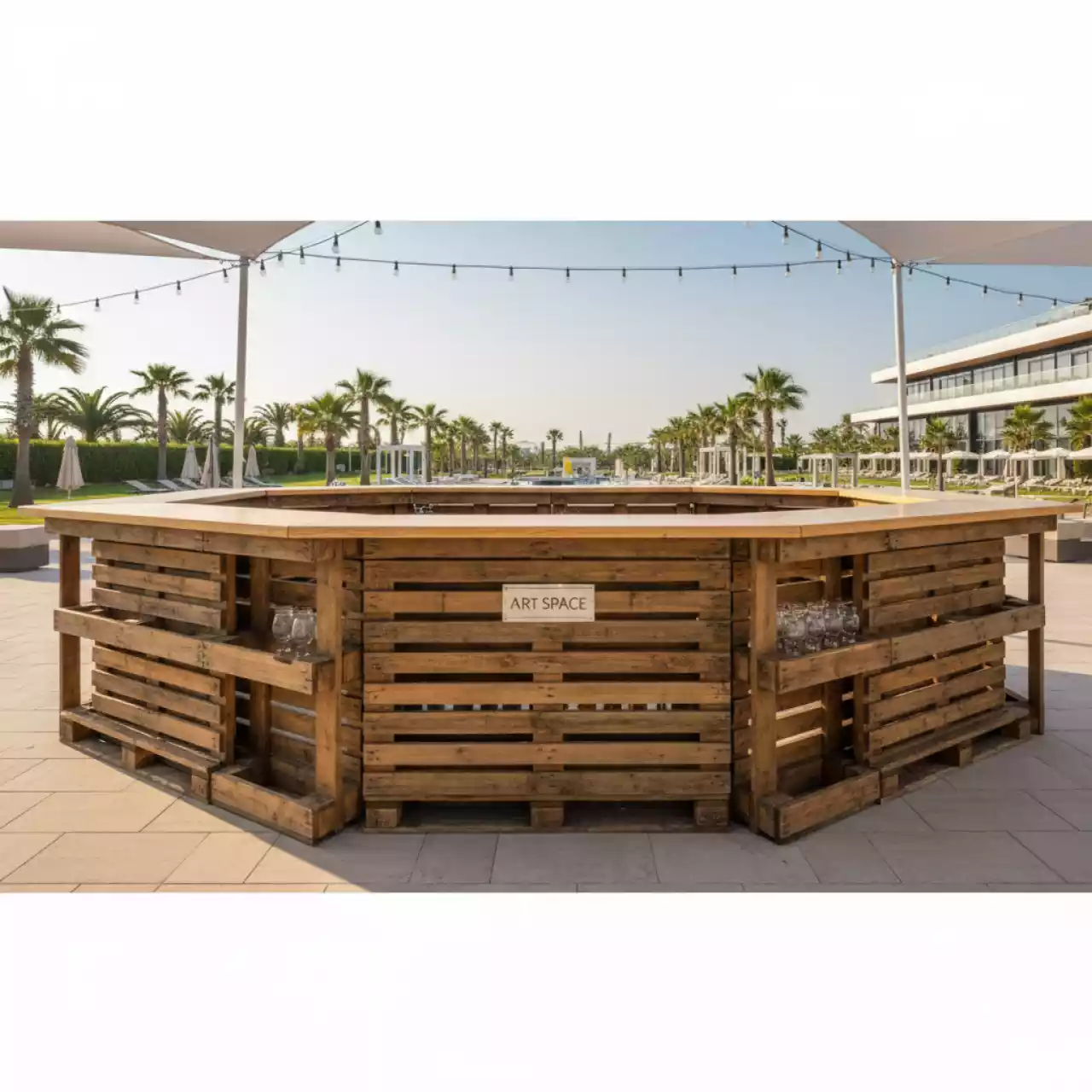 Аренда Стойка барная из паллет в Sport Inn Hotel & Wellness — ART SPACE