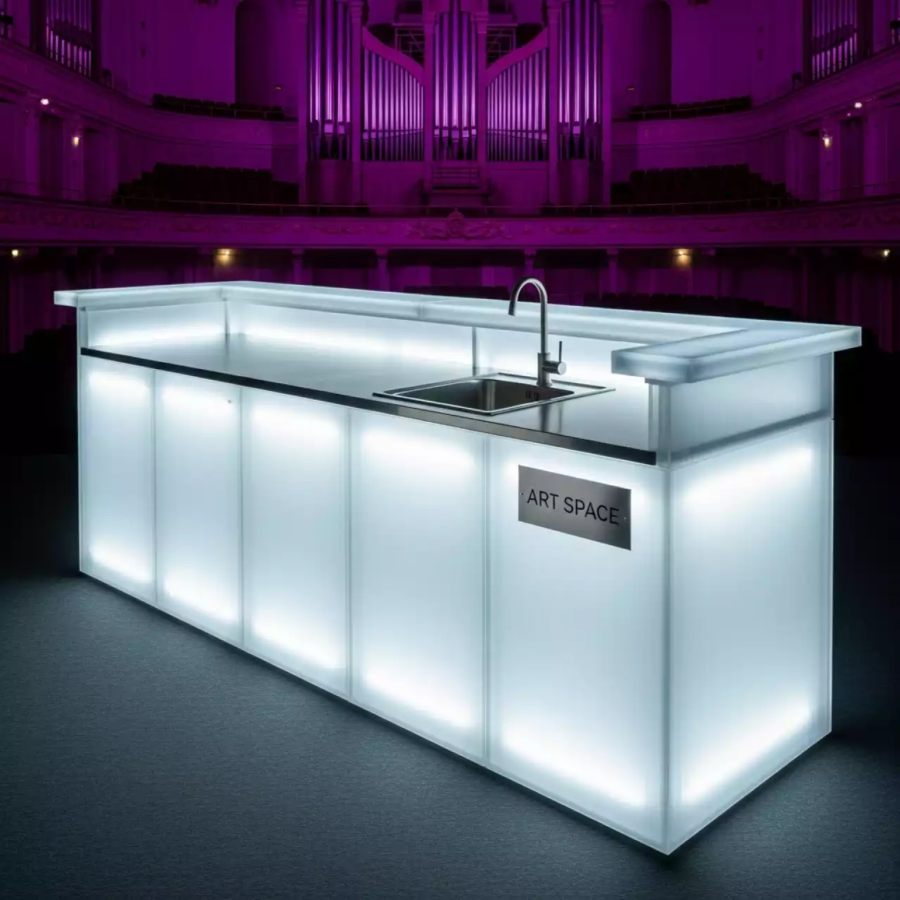Аренда Стойка барная пластиковая Frozen Desk Version 1 с мойкой в Зале органной и камерной музыки — ART SPACE