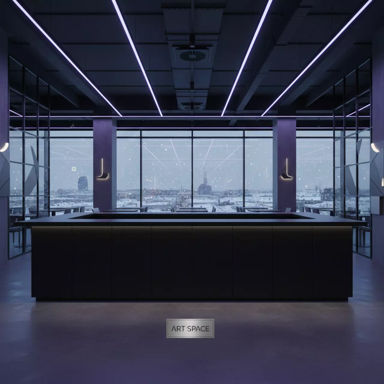 Аренда Стойка барная под обклейку черного цвета в ресторане «Voda» — ART SPACE