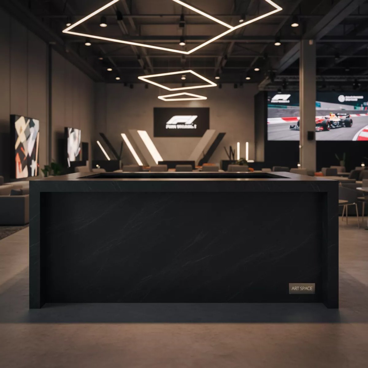 Аренда Стойка барная Роял черного цвета с фактурой в конгресс-холле отеля Жемчужина — ART SPACE