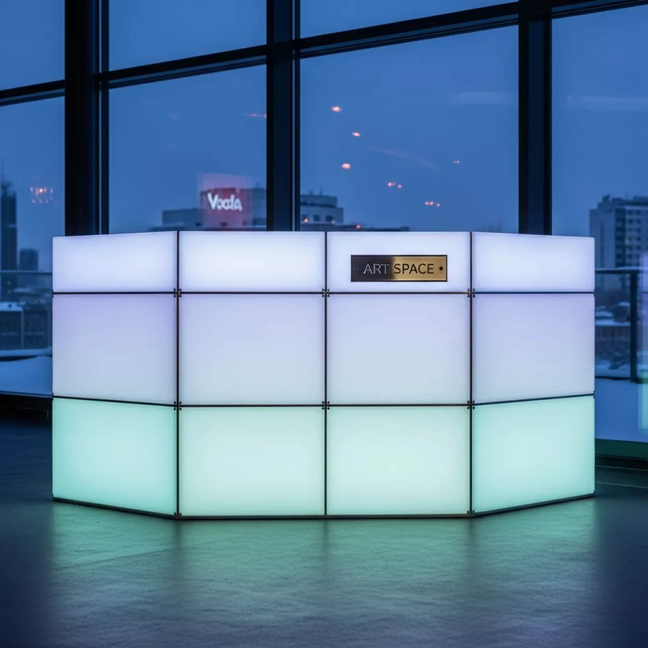 Аренда Стойка барная светодиодная на аккумуляторах в ресторане «Voda» — ART SPACE