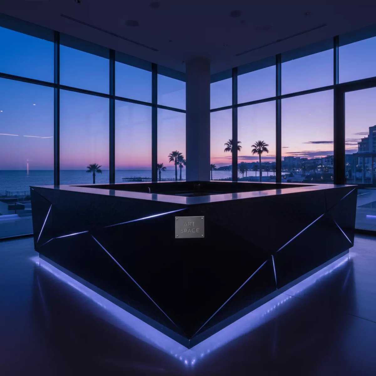 Аренда Стойка барная угловая черная с фактурой Роял в Grand Karat Sochi — ART SPACE