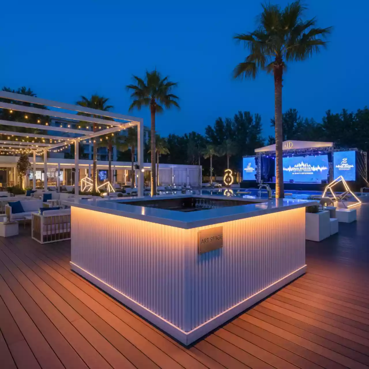 Аренда Стойка барная угловая светящаяся Cordiale Art Deco Lighting в Сочи Парк Отеле — ART SPACE