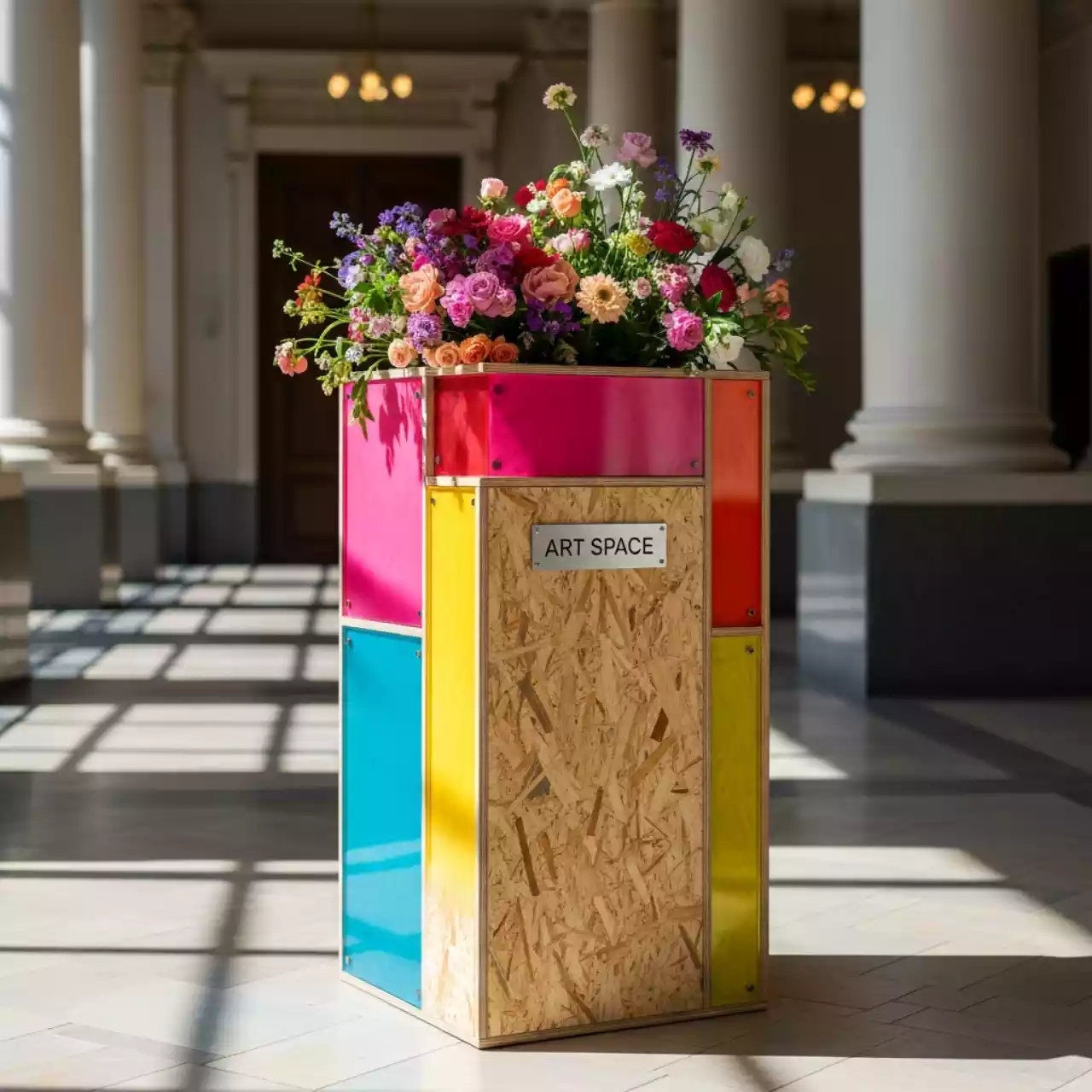 Аренда Стойка для цветов из ОСБ в Зимнем театре — ART SPACE