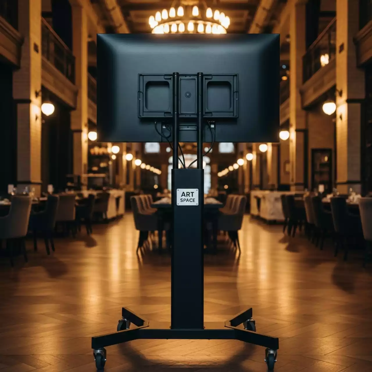 Аренда Стойка мобильная для дисплея доски черная FIX T1030T в ресторане «Сыроварня» — ART SPACE