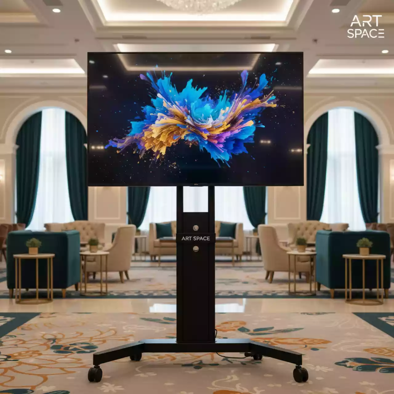 Аренда Стойка мобильная для телевизора с кронштейном черная ONKRON TS1991 50 100 в Гранд Отель Поляна — ART SPACE