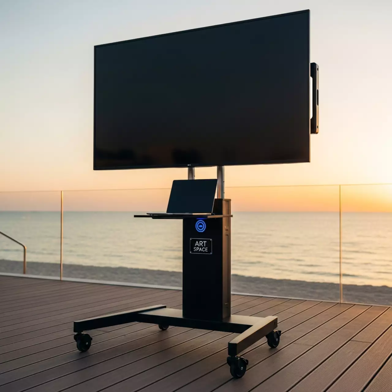 Аренда Стойка мобильная для телевизора с кронштейном черная ONKRON TS1991 eLift 50 100 на пляже «Мандарин» — ART SPACE