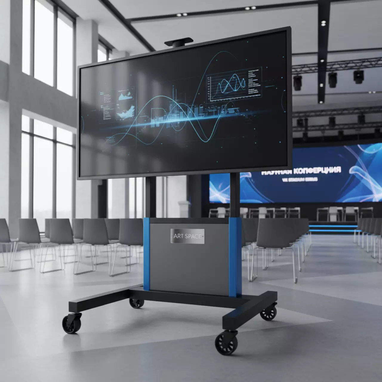Аренда Стойка мобильная Interwrite HY 680A для интерактивных панелей 49–86 с нагрузкой до 200 кг в VK Stadium Sirius — ART SPACE