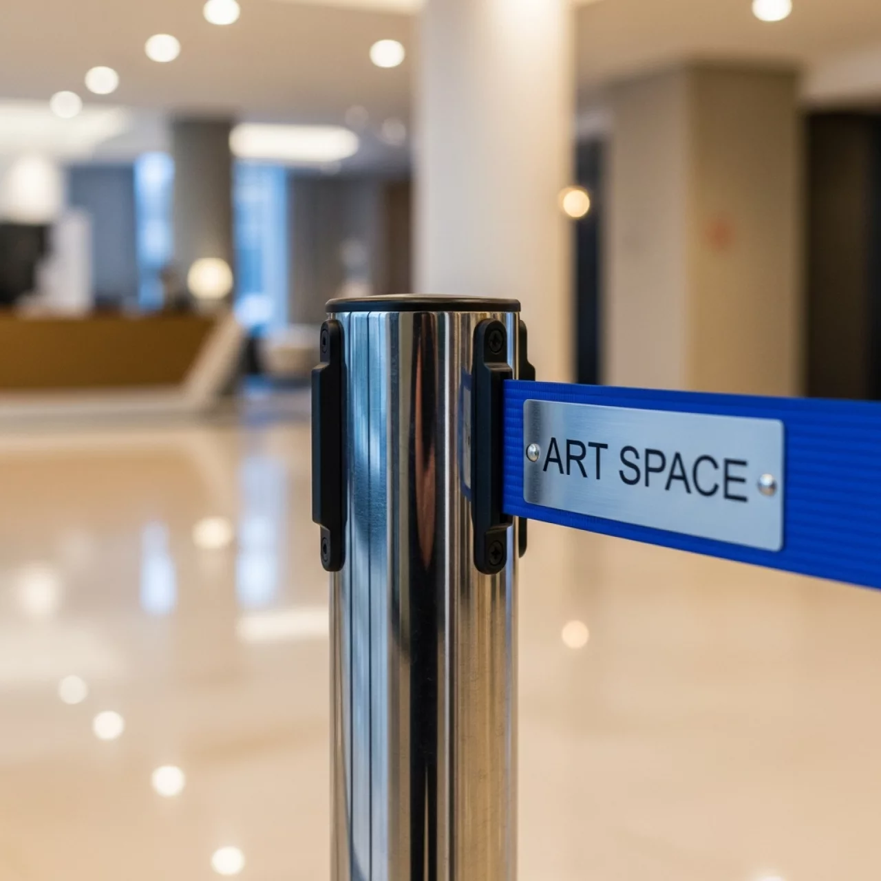 Аренда Стойка ограждение хромированная с синим ремнем в отеле Radisson Lazurnaya — ART SPACE