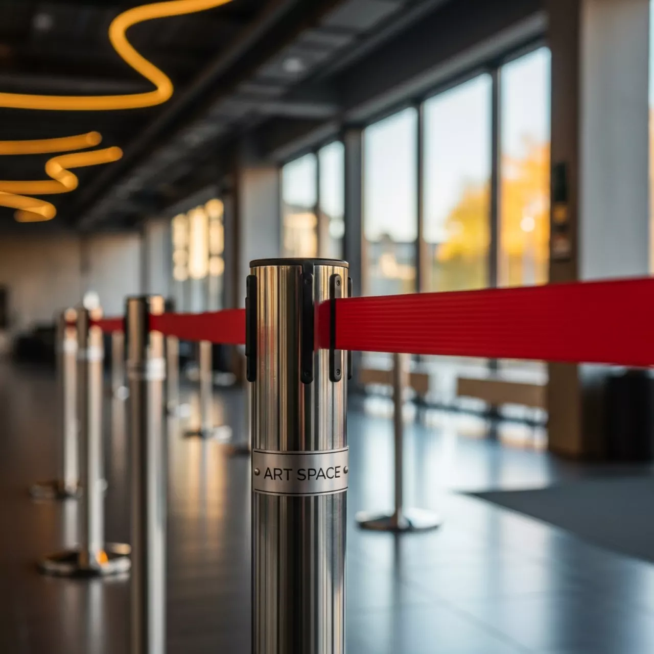 Аренда Стойка ограждения мобильная с красной вытяжной лентой в Sport Inn Hotel & Wellness — ART SPACE