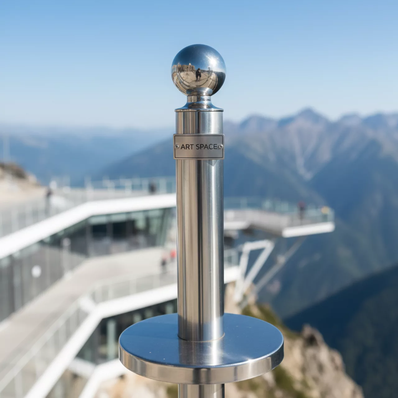 Аренда Стойка ограждения под канат с шаром из нержавеющей стали в Skypark Sochi — ART SPACE