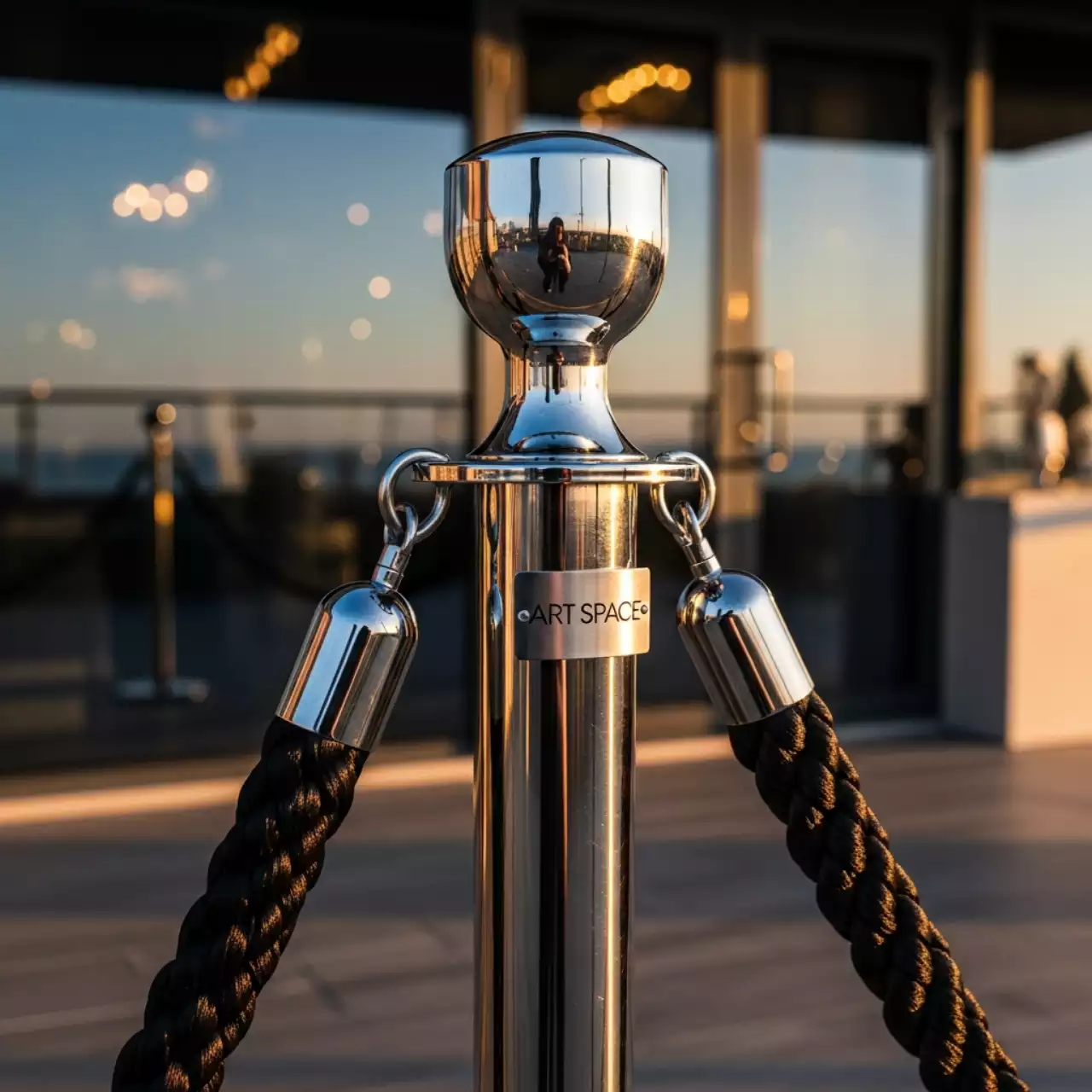 Аренда Стойка ограждения с канатом хром в ресторане «La Terrazza» — ART SPACE