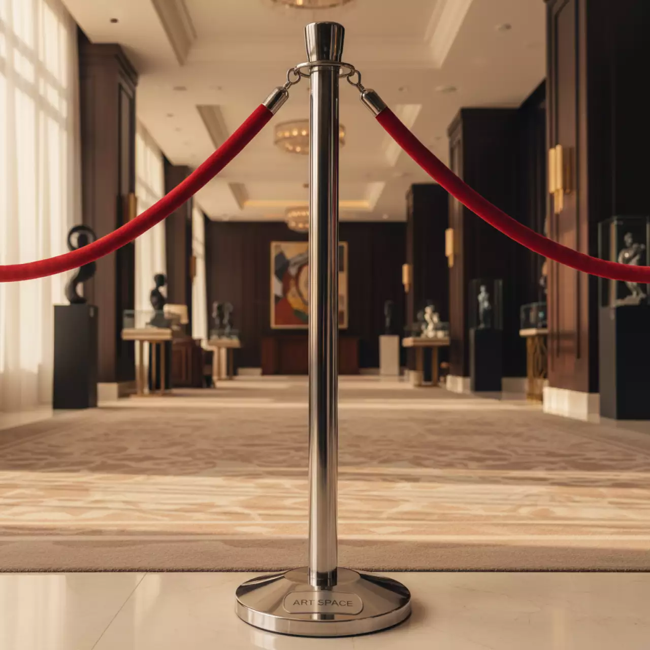 Аренда Стойка ограждения с канатом хромированная в Grand Karat Sochi — ART SPACE