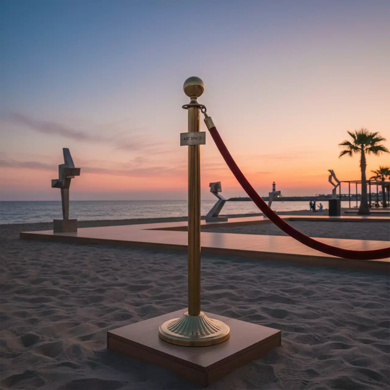 Аренда Стойка ограждения с красной лентой 150 см 05 124 на пляже «Маяк» — ART SPACE