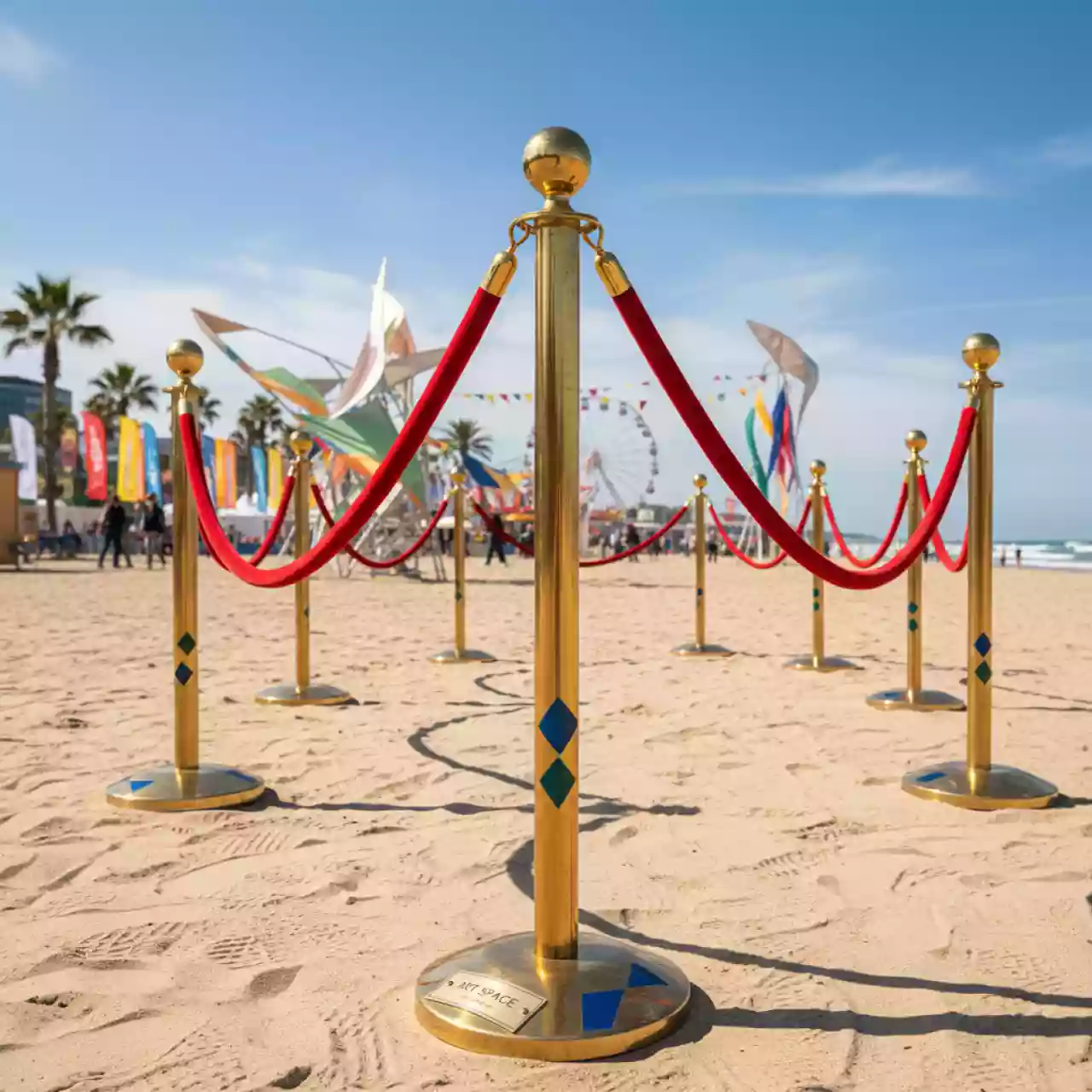 Аренда Стойка ограждения столбик золотой или серебряный на пляже «Маяк» — ART SPACE
