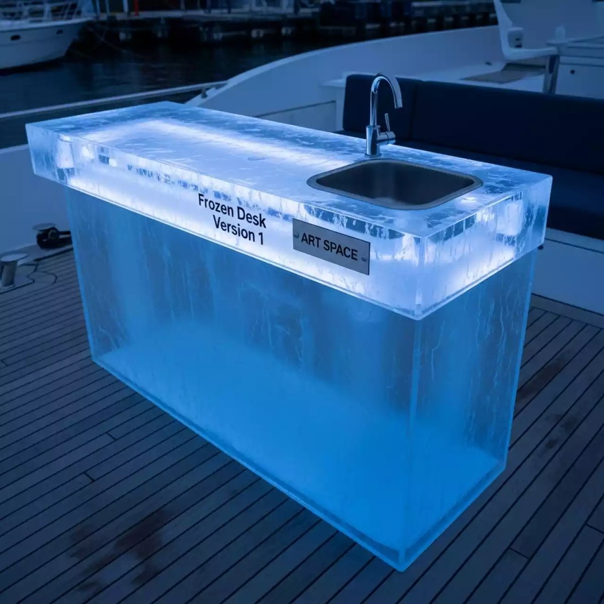 Аренда Стойка пластиковая барная с мойкой Frozen Desk Version 1 на VIP-яхте (Имеретинский порт) — ART SPACE