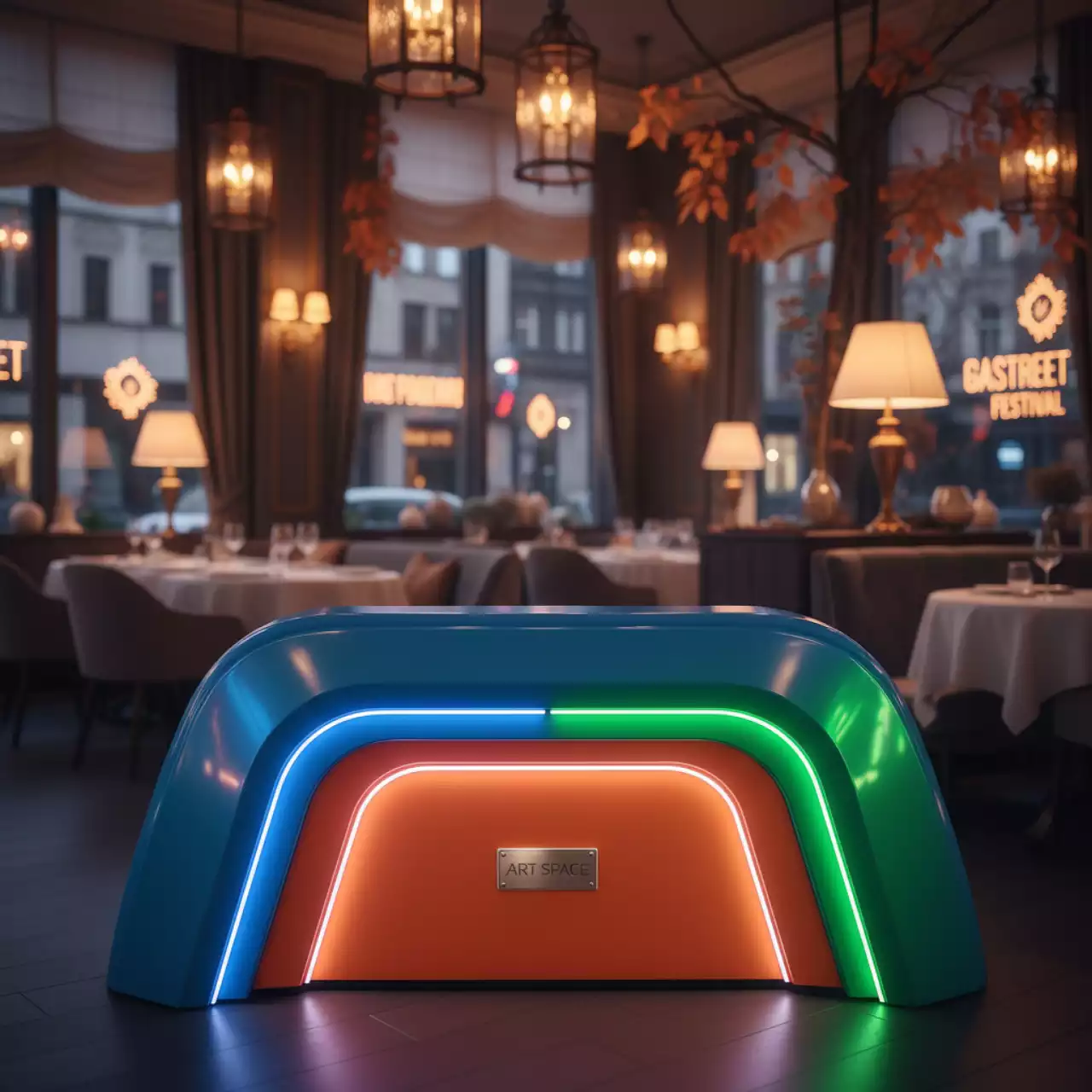 Аренда Стойка промо пластиковая в ресторане «Brunello» — ART SPACE