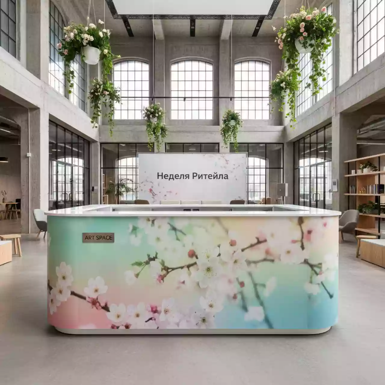 Аренда Стойка регистрации со скругленными углами Backstage в Университете «Сириус» — ART SPACE