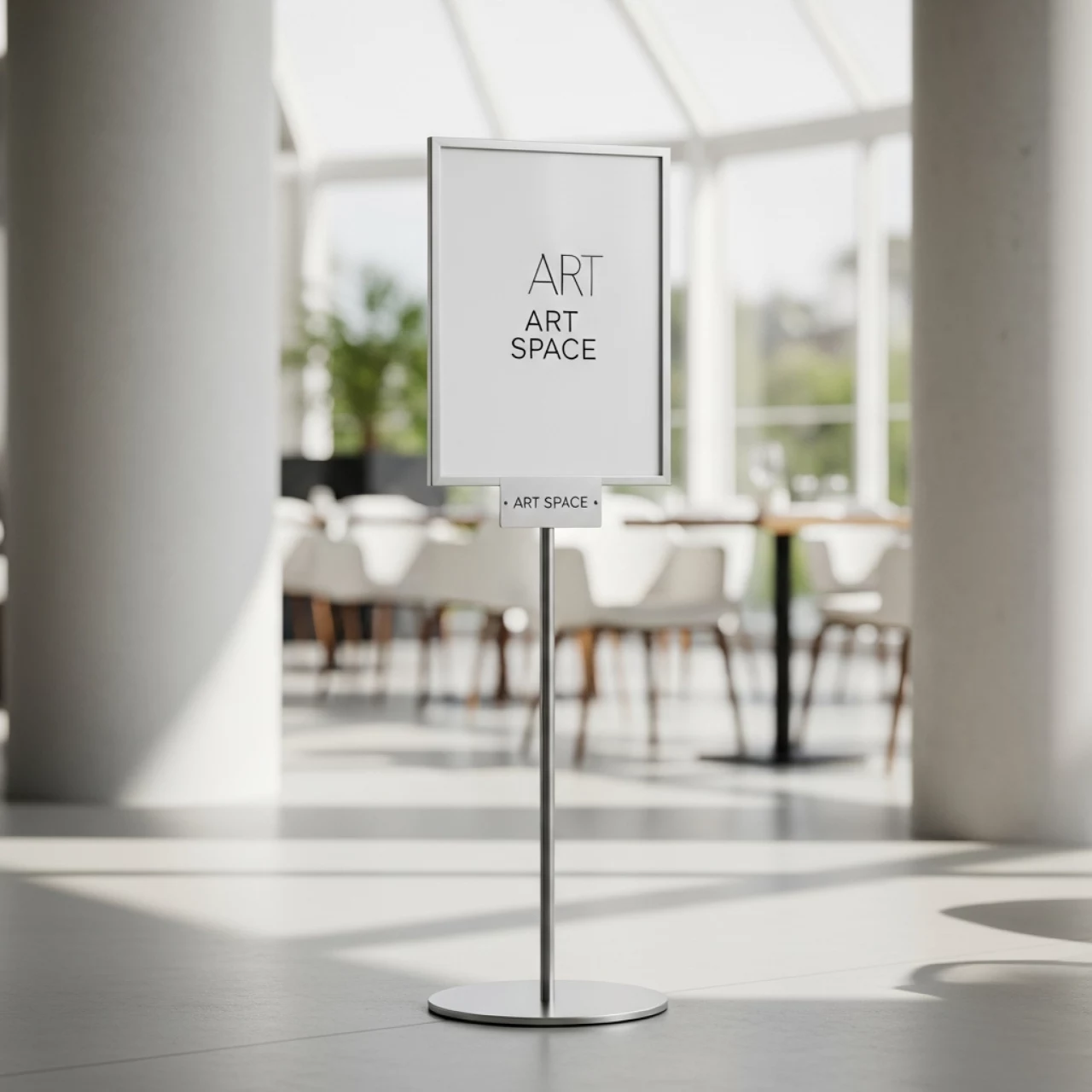 Аренда Стойка указатель А3 серебристая в ресторане «La Terrazza» — ART SPACE