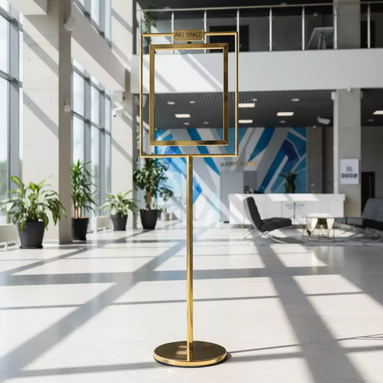 Аренда Стойка указатель А3 золотистая в Ледовом дворце «Айсберг» — ART SPACE