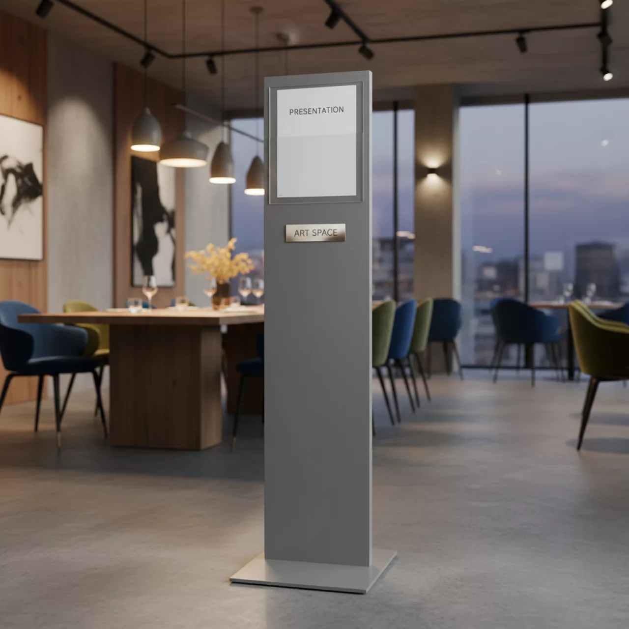 Аренда Стойка указатель A4 серая в ресторане «Brunello» — ART SPACE