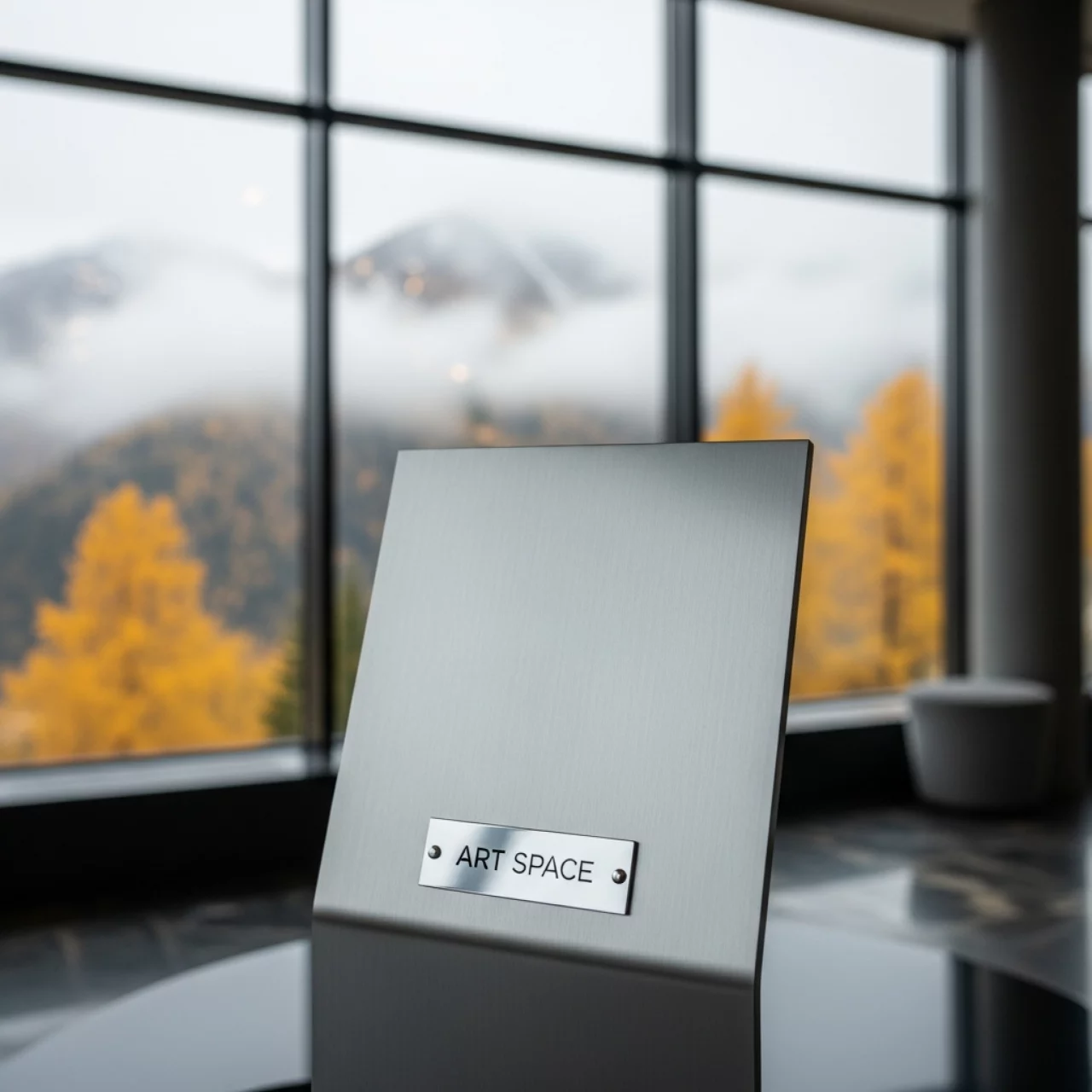 Аренда Стойка указатель серебристая А3 в Radisson Hotel Rosa Khutor — ART SPACE