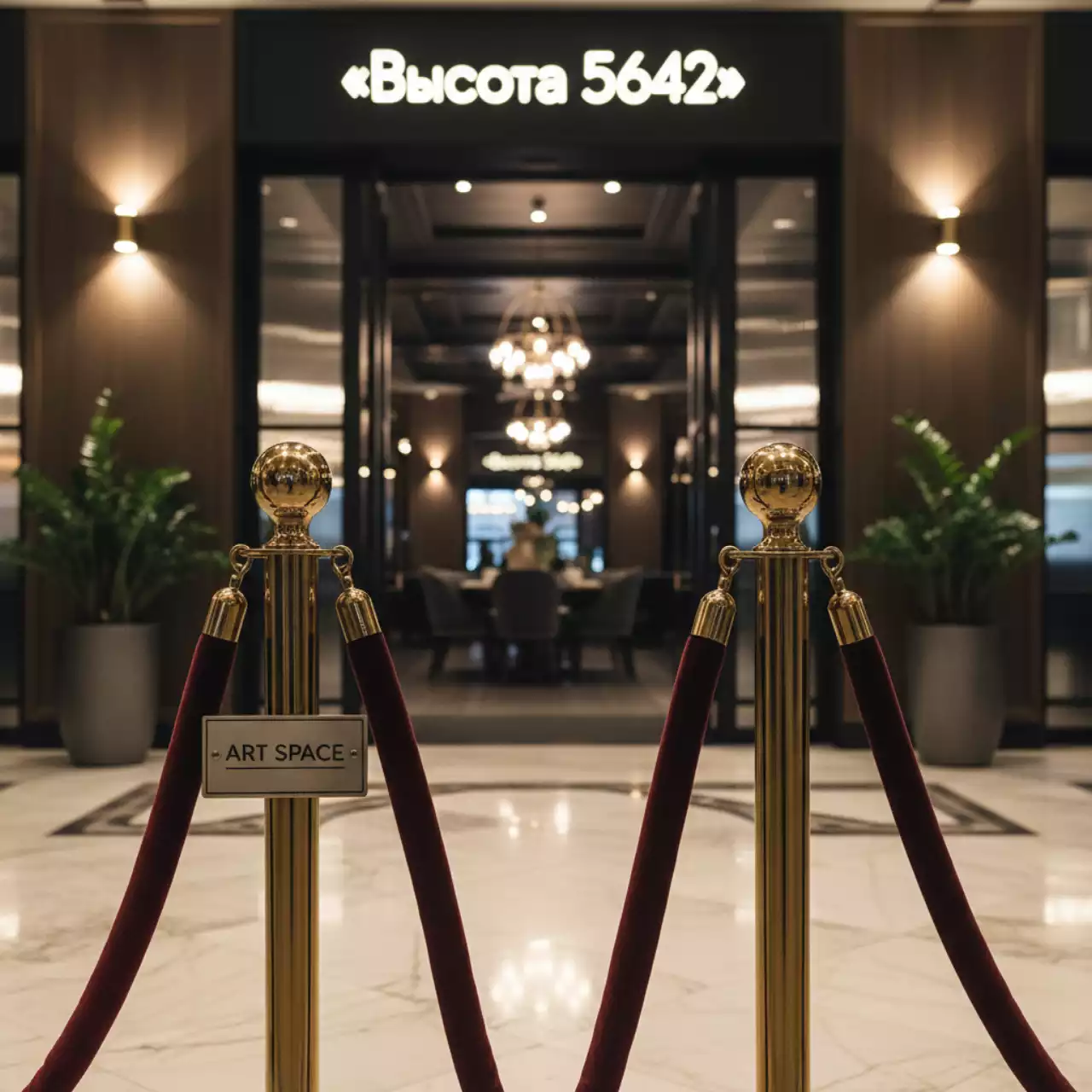 Аренда Стойки для ковровой дорожки в ресторане «Высота 5642» — ART SPACE