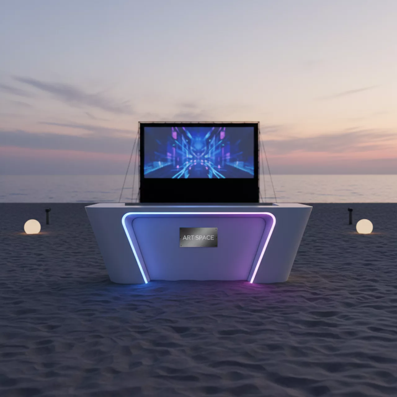 Аренда Стойки ресепшен мобильные на пляже «Ривьера» — ART SPACE