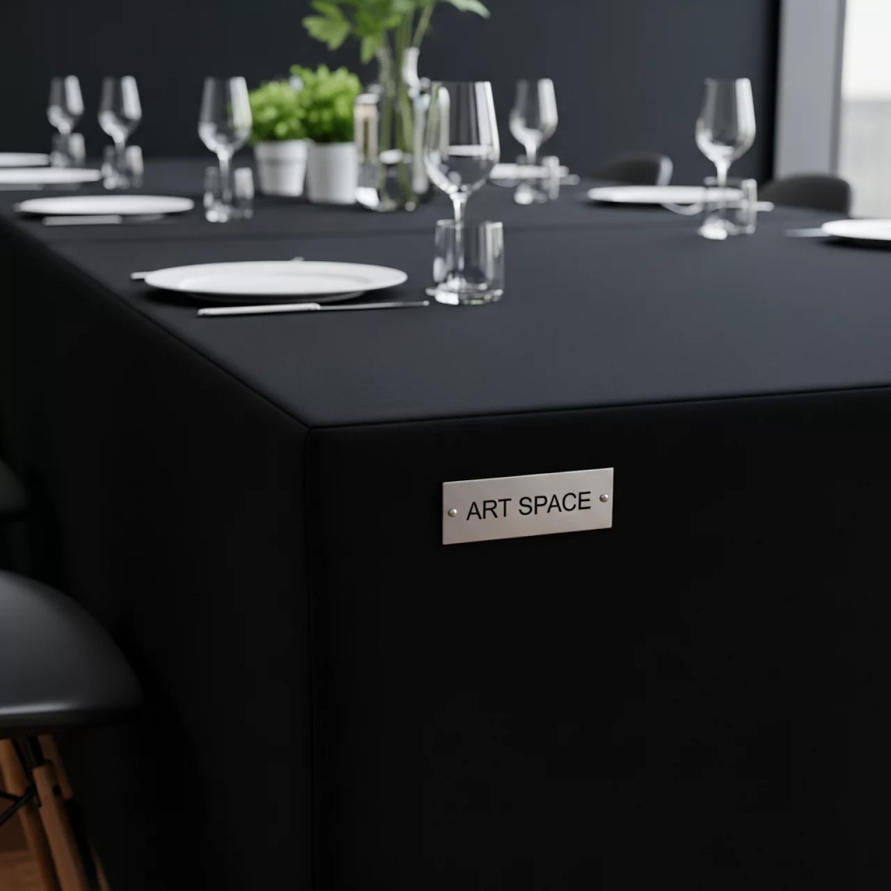 Аренда Стрейч чехол черный для прямоугольного стола в Omega Sirius — ART SPACE