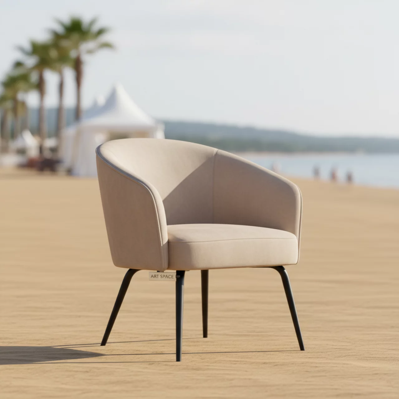 Аренда Стул Аэр черные ножки бежевый велюр на пляже «Маяк» — ART SPACE