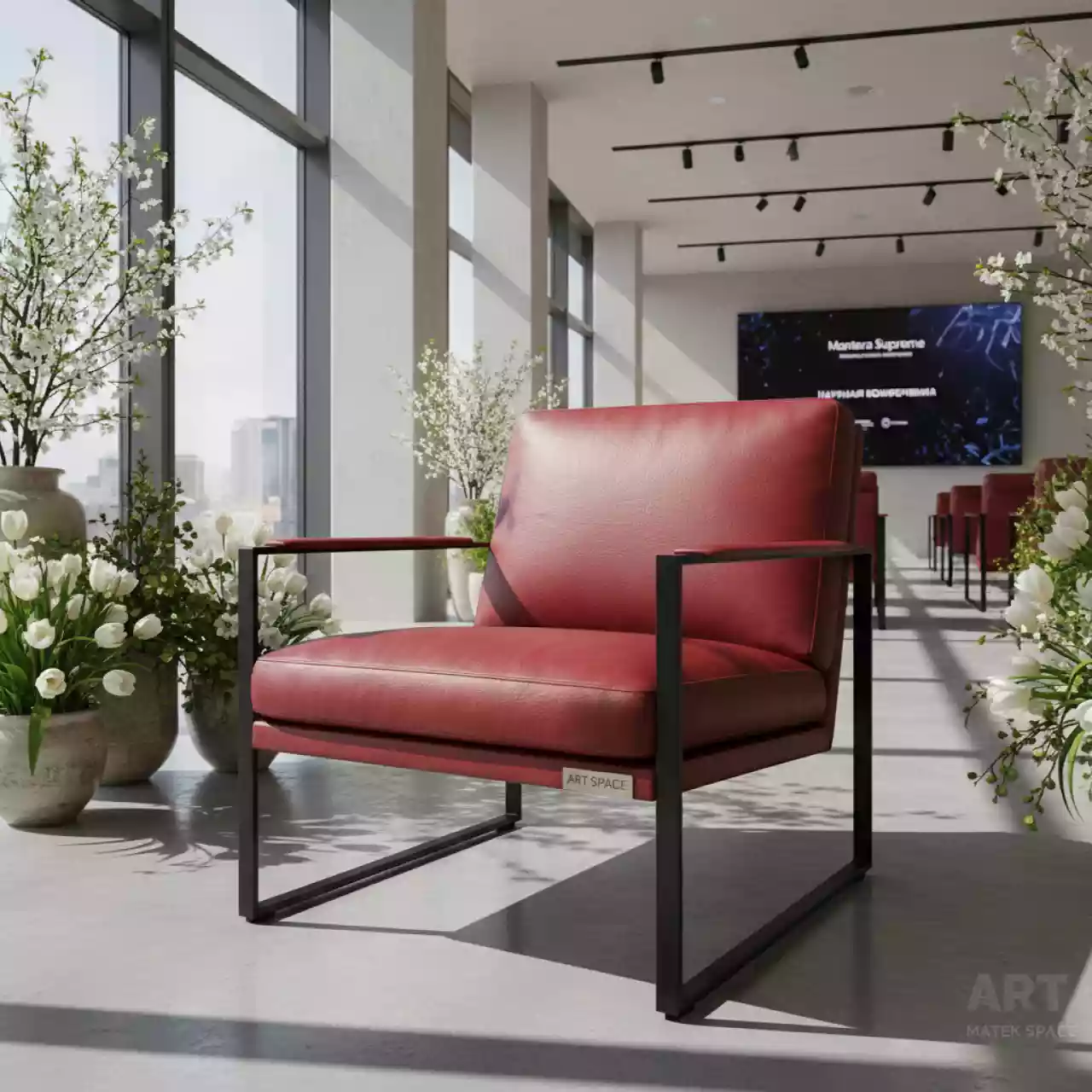 Аренда Стул Albert ретро красная кожа в Mantera Supreme — ART SPACE