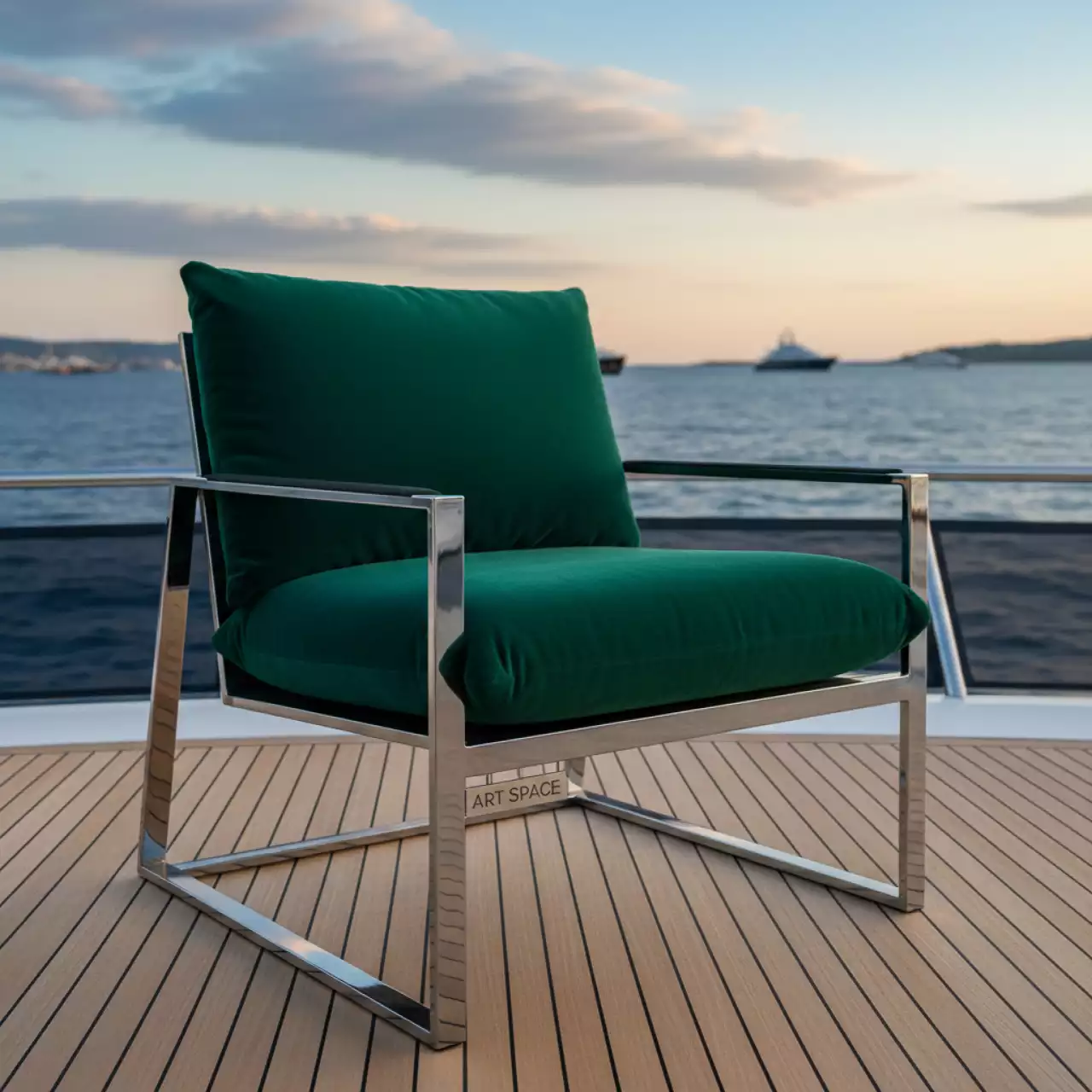 Аренда Стул Аронди эвкалиптовая бархатная подушка на VIP теплоходе (Морпорт Сочи) — ART SPACE